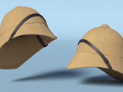 1879 British Campaign Helmet Beige Diagonal Strap 3D model