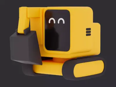 Cute Low Poly Excavator Character 3D model