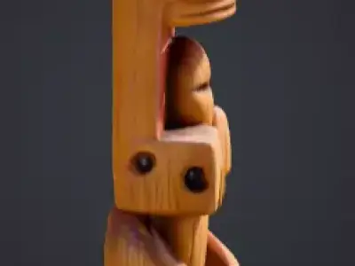 wooden totem pole statue Low-poly 3D model