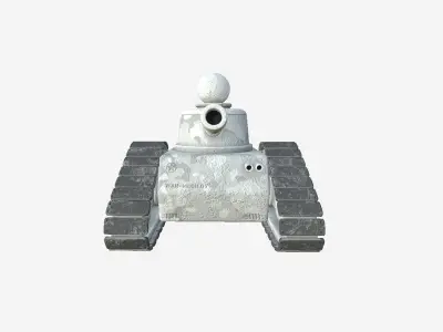 War Tank Cartoon A07 Snow Camouflage - Military Vehicle Low-poly 3D model