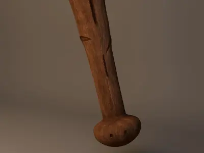 weapon wooden sword with spikes Low-poly 3D model