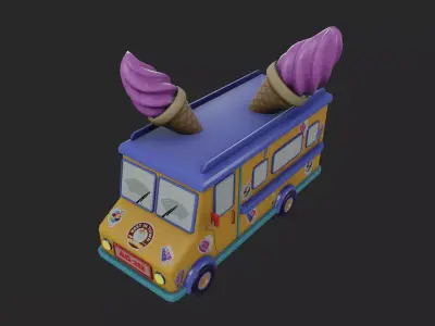 Ice Cream Truck Low-poly 3D model by Qbee-Studio from CGTrader (Low-poly)