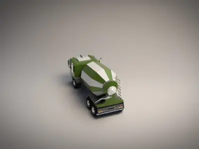 Low-Poly Cartoon Concrete Mixer Truck Low-poly 3D model