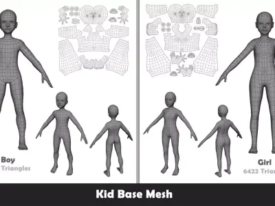 Base Mesh Pack - Family Base Mesh Low-poly 3D model