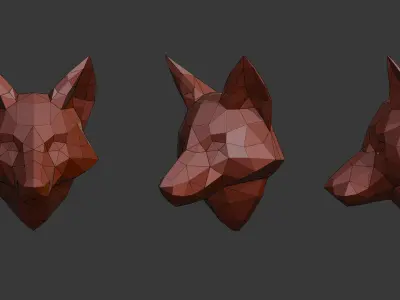 Head Fox Lowpoly Origami Decoration Low-poly 3D model