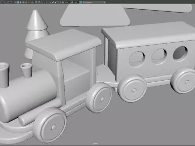 Cartoon Toy Train   Stylized 3D Model Low-poly 3D model