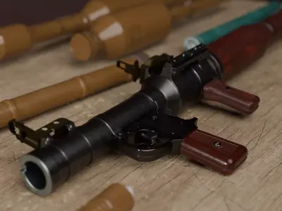 RPG-7 Rocket Launcher with PG-7 Rockets - Game Ready PBR  Low-poly 3D model