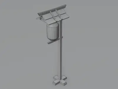 Japanese Wood Street Lamp 2 Low-poly 3D model