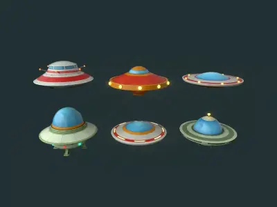Flying Saucers Pack Low-poly 3D model