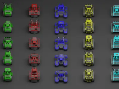 Set of low-poly tank Low-poly 3D model