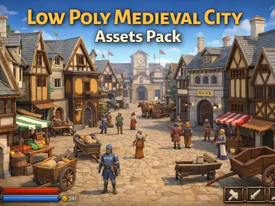 Low Poly Medieval City Pack - Modular Game Assets Low-poly 3D model