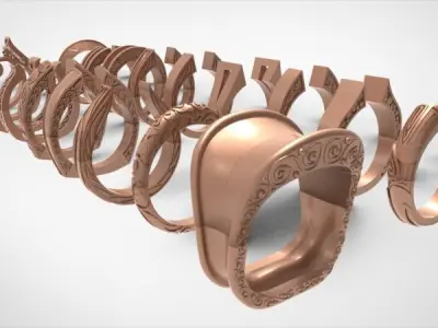 Various Shanks Rings Jewelry findings Hand Engraved Style 3D print model
