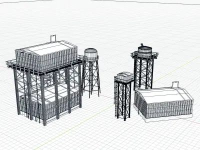 Steel Water Reservoir Tanks Collection 3D Model Pack