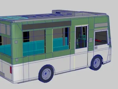 Mini Bus 16 - 18 seater Low-poly 3D model