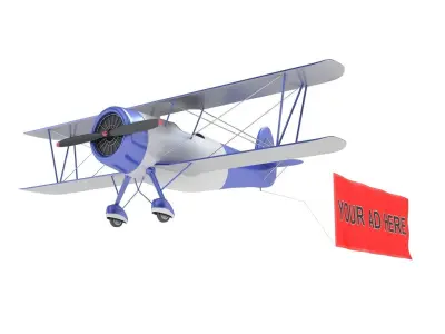 biplane with sign 3D model
