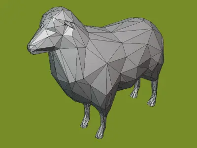 low poly sheep polygonal 3D model