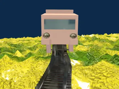 Game Ready 3d Train house in sky screenshots Low-poly 3D model