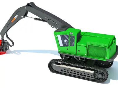 Tracked Forestry Harvester 3D model