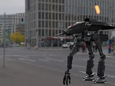 UA TT robot StarWars with animation  missile firing 3D model