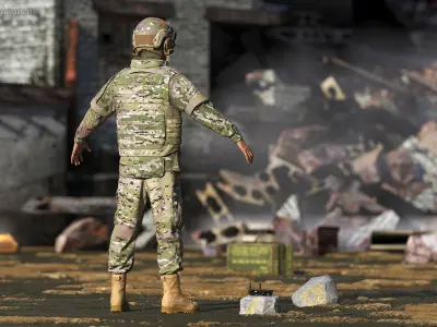  FPV Drone Military Operator Fur Rigged 