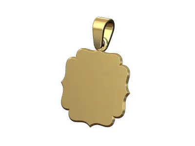 Engravable ornamental square vintage pendant with bail 3D print model