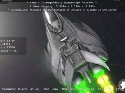 High quality spaceship game ready low poly Low-poly 3D model