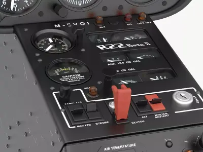 Helicopter Cockpit Console with Dual Cyclic Control Black 3D model