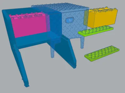 Semi truck battery box with steps 3D print model