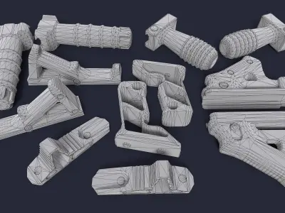 Grips camouflage gun parts Low-poly 3D model