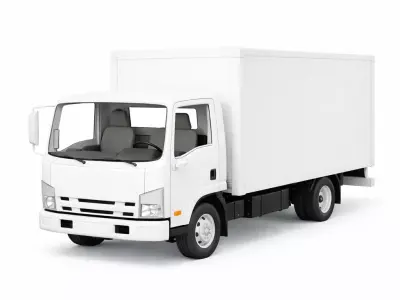 Low Poly Medium Box Truck Cargo Delivery Vehicle Model Low-poly 3D model