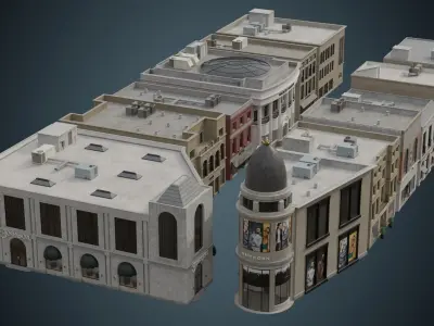 Buildings Collection 3 city Low-poly 3D model