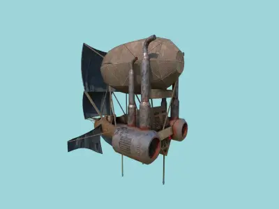 Steampunk Airship - Low Poly Aircraft 02 - Flying Ship Low-poly 3D model
