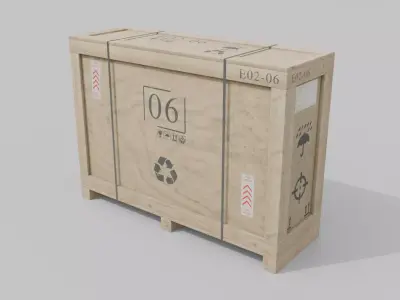 Tall Narrow Wooden Crate - Customizable Shipping Box Low-poly 3D model
