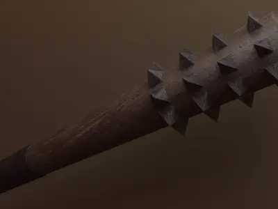 Spiked club Low-poly 3D model