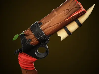 Stylized Gun Low-poly 3D model 2