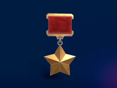 Soviet Hero Medal Low-poly 3D model