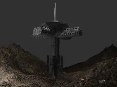 Sci-fi Tower Low-poly 3D model get