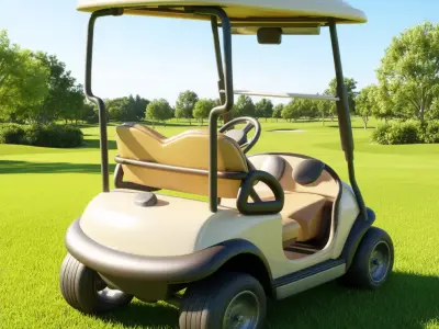 Cartoon Golf Cart Vehicle Lowpoly Beige Body 3D Model Low-poly 3D model
