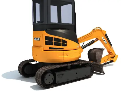 Yellow Mini Excavator Case 3D model