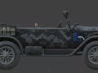 20th Century Tactical Military Brass Era Car 3D Model Low-poly 3D model