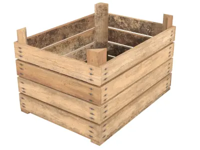 Wooden Fruit Crate 02 Low-poly 3D model