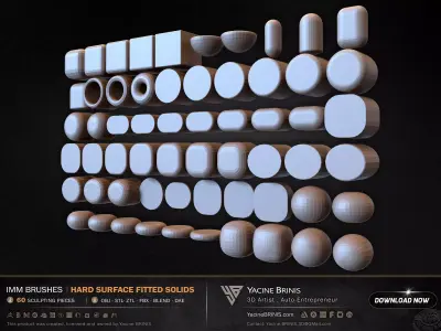 60 Hard Surface IMM Fitted Solids Low-poly 3D model