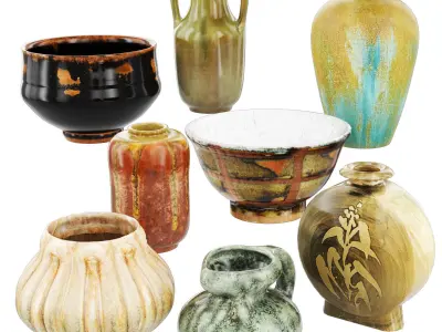 Ceramic vases by Alexandre Bigot 3D model