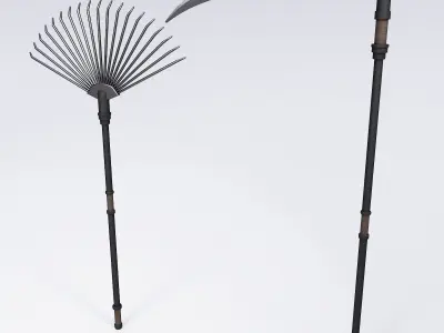 Scythe and leaf rake 3d model  3D model