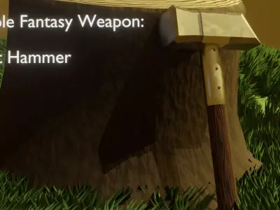 Simple Fantasy Light Hammer Low-poly 3D model