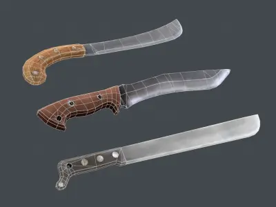 Stylized machete pack Low-poly 3D model