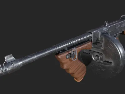 Thompson T-1 Submachine Gun Low-poly 3D model