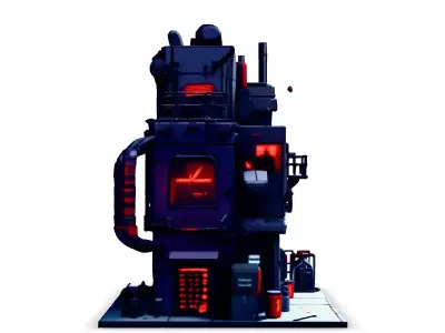 SciFi Industrial Building Modular Kit Low-poly 3D model