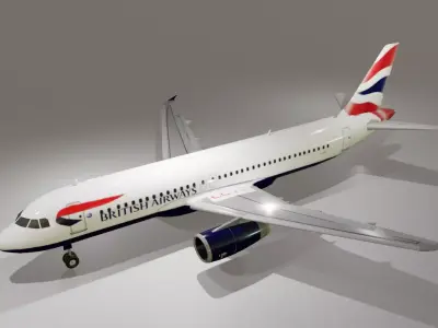 British Airways airbus a320-232 low poly 3D model Low-poly 3D model