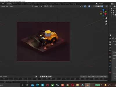 Low Poly 3D Stylized Character Construction loader Isometric 3D model